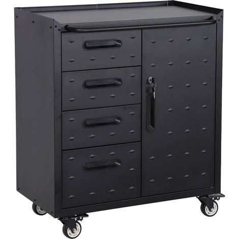 sweeek - Rollenschrank mit 4 Schubladen und einer Tür