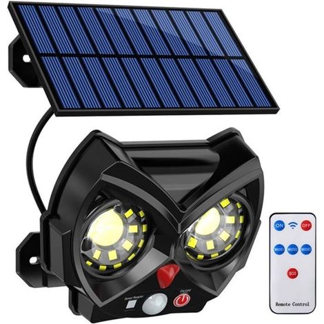 Bardusch-Lot de 2 lampes solaires d'extérieur avec détecteur de mouvement et éclairage de sécurité solaire (LED COB noires) (1/4)