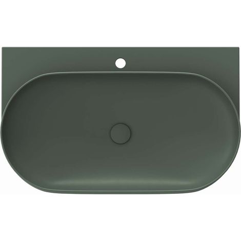 Ravak Yard - Lavabo 81x50 cm, sin rebosadero, orificio para grifo, Grey Green XJX08280000 (1/5)