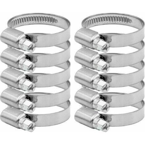 Collier de Serrage Tuyau Réglable 27-51mm Gamme en Acier Inoxydable 304 Assortiment Tuyau Pinces Clips pour Famille Tuyau D'eau, Home Gaz, Tube D'automobiles, Robinet 10 Pièces (12mm) (1/4)