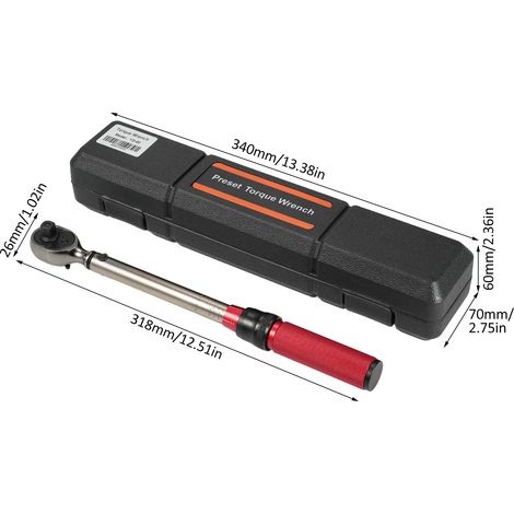 Clé dynamométrique à cliquet 3/8" à 72 dents, réversible et bidirectionnelle, avec boucle, pour l'entretien de vélos, motos et voitures (3,69-44,28 pi-lb/5-60 N.m) (1/3)