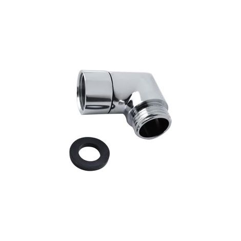 Adaptateur de pommeau de douche à 90 ° - Raccord coudé pour pommeau de douche - Adaptateur pour tuyau de douche - Avec joint en caoutchouc - Argenté (1/5)