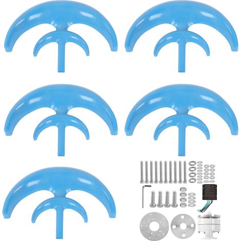 Éolienne 1200W 48V Bleu, Générateur d'énergie éolienne à double étage, 5 pales, Kit de charge domestique (1/5)