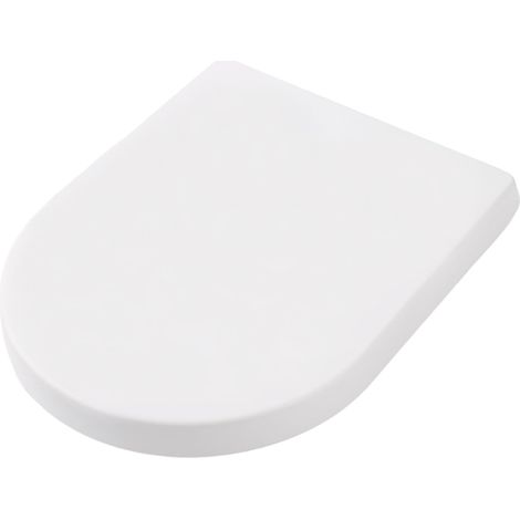 Asiento de inodoro universal con cierre suave y enganche rápido, instalación rápida, plástico antibacteriano blanco, forma de D (35,5 cm × 45 cm) (1/3)