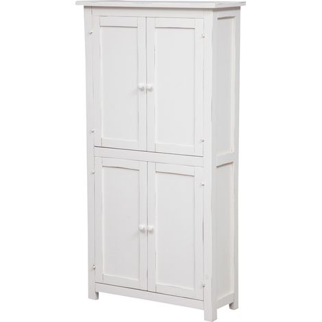 Petit cabinet  en bois massif de tilleul structure blanche patinée L68 x PR25 x H130 cm
