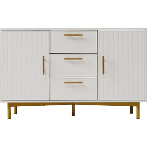 Cómoda blanca con 2 puertas y 3 cajones 120 x 75 x 40 cm HOMVRA (1/5)