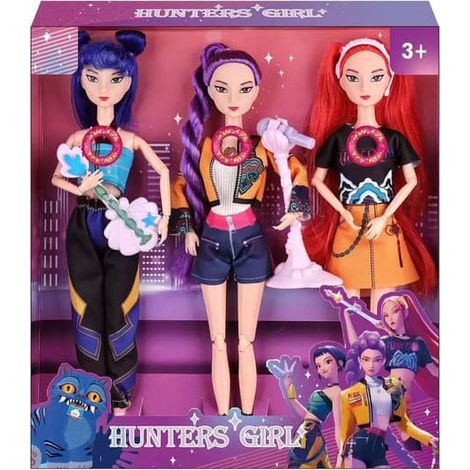 LYERCW - Lot de 3 peluches anti-stress Sining Kpop Demon Hunters - Rumi Mira Zoey, cadeau d'anniversaire avec musique thème.