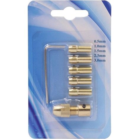 Lot de 7 mini mandrins de serrage en laiton pour forets de 0, 5, 3 0 mm, conçus pour une utilisation avec des perceuses manuelles et des outils électriques, excellents pour les projets de loisirs (1/5)