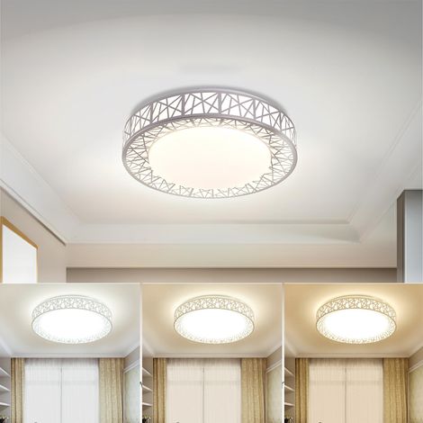 Plafonnier LED encastré de 33 cm, 36 W moderne proche des plafonniers, 3 couleurs de lumière réglables (3000 K-6000 K) Plafonnier à profil bas (1/5)