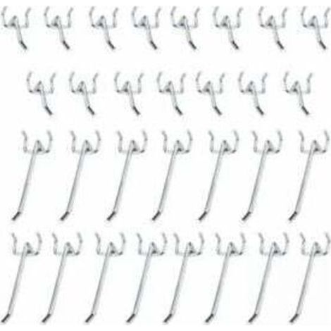 [JAMAIS UTILISÉ] Crochets pour panneaux perforés en métal, accessoires pour panneaux perforés, ensemble de crochets simples de 10cm et 5cm pour Garages, remises à outils, ateliers, 30 pièces (1/4)