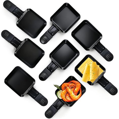 Poelon Raclette carré Caquelon Raclette Fonte Noir Pour Omelette au Fromage Fondu Lot de coupelles pour fromage à raclette, œufs et mini-omelettes 18 x 8 x 1.5 cm et nettoyage facile (1/5)