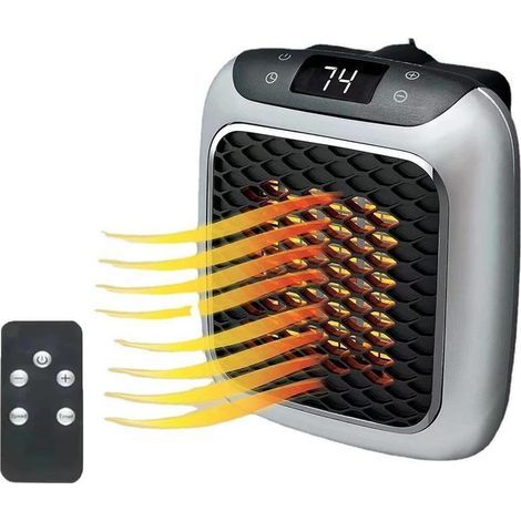 Plug-in Heater, Ceramic Heater with Remote Control, 800W Portable Fan, 13.5 x 12 x 10 cm (1/4)