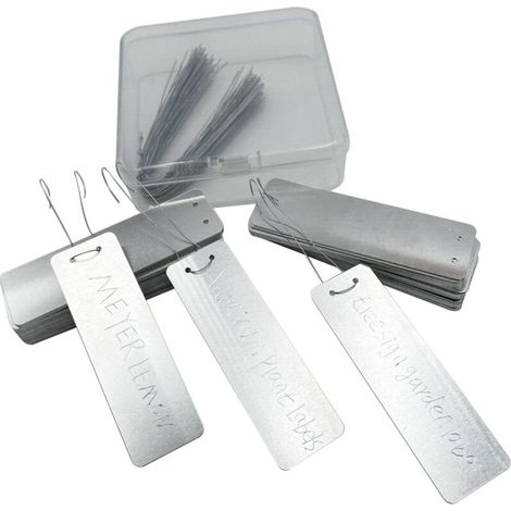 100 etichette metalliche bifacciali per giardino esterno – in alluminio resistente, ideali per identificare piante, alberi e colture (dimensioni 3,5 × 1,5 cm)