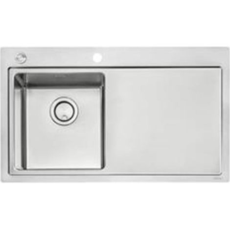Naber Einbauspülen-Set Corno Ora Edelstahl Becken rechts mit Küchenarmatur Arco 1 chrom Hochdruck (1/3)