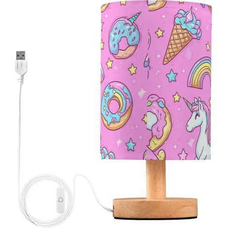 Kcldeci Lampe de chevet licorne donuts arc-en-ciel pour chambre à (1/5)