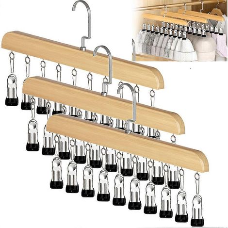 3-teiliger Kleiderschrank-Organizer mit 10 Clips – Platzsparender Hänge-Kleiderschrank-Organizer, 360° drehbare Metallclips (1/5)