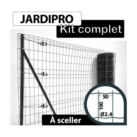 Kit Grillage Soudé Gris 100M - JARDIPRO - Maille 100x50mm - Triple lisière - 1 mètre (1/4)
