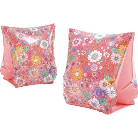 Schwimmring für Kinder mit Champagner-Chrysanthemenmotiv und Wasseraccessoires.
