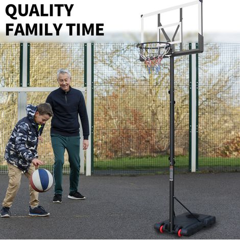 Canasta de baloncesto exterior regulable 173,74 a 304,8 cm, PVC, nailon, negro y blanco REDOM (1/5)