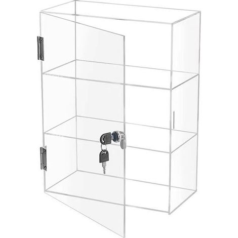 Vitrine en Acrylique Transparent Brillant avec Porte de sécurité 30x9.5x45cm (1/4)
