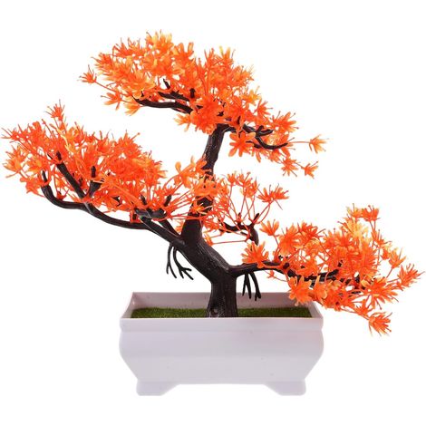 Bonsaï Artificiel Pin Orange à Trois Branches en Plastique et Résine pour Décoration Polyvalente de Bureau et Espaces Intérieurs Ambiance Naturelle (1/5)