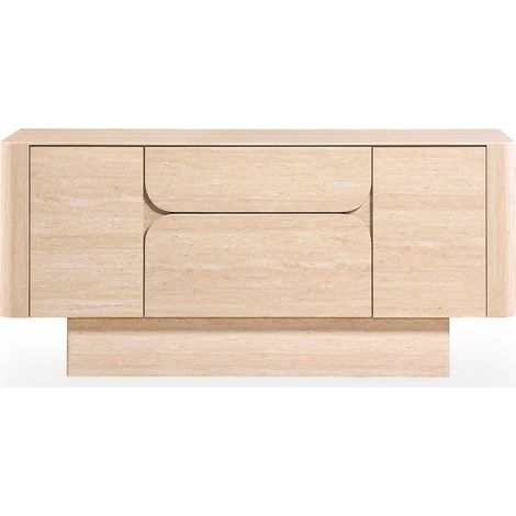 MIRA Buffet enfilade 2 portes 2 tiroirs marbre d'ingénierie couleur travertin (1/5)