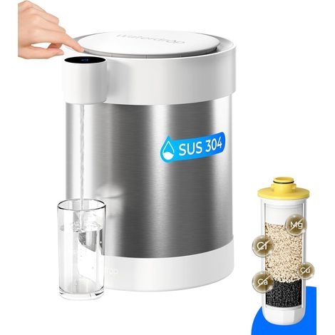 Waterdrop Rechargeable Non-Gravity Water Filter System, 5-Stage Stainless Steel Countertop Filtration, Reduce 70+ Contaminants, Includes Lead, Chlorine and Cadmium, 22-Cup Water System, with 1 Filter (1/5)