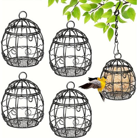 Lot de 2 ou 4 mangeoires suspendues pour oiseaux sauvages, supports pour mangeoires, mangeoires pour balcon, cages à oiseaux adaptées à une utilisation extérieure. (1/5)