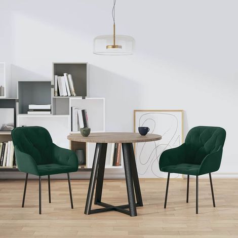 Lot de 2 Chaises Chaises de salle à manger Chaise de cuisine Vert foncé Velours 39128 (1/5)