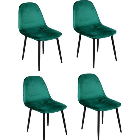 Lot de 4 chaises en velours avec pieds en métal INOUI