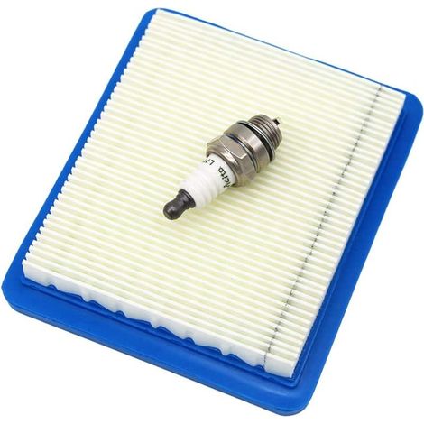Filtre à air et Bougie d'allumage pour tondeuses à Gazon avec Moteur Briggs & Stratton Quantum 625 650 675 Remplace 491588 399959 491588S Wolf 2058411, Champion RJ19LM / NGK B2LM (1/5)