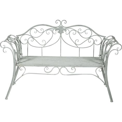 Outdoor iron bench 133x49x90 cm Garden and entrance sofa White metal bench 2-seater indoor chair Iron Bench Sofa park cast iron (1/5)