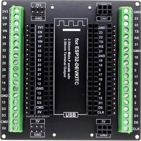 Module ESP32 Shield à vis, DC 3,3 V-5,5 V 38 broches GPIO 1 à 3 carte d'extension pour ESP32 ESP-WROOM-32 ESP32-DevKitC (1/5)