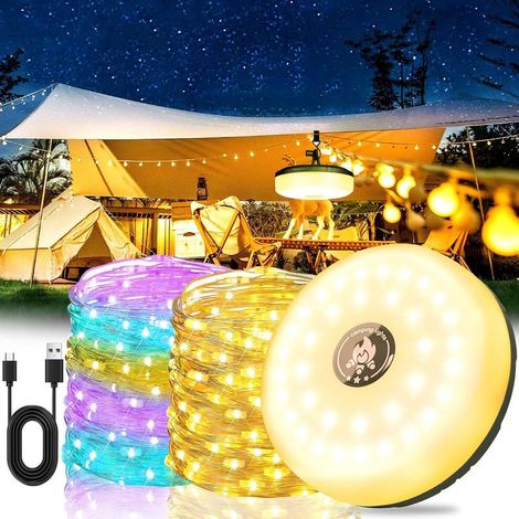 Guirlande Lumineuse De Camping, 10m, Rechargeable, RGB ,8 Modes D'éclairage, 2000mah, Dure Jusqu'à 12 Heures, Camping Car Accessoires (1/5)