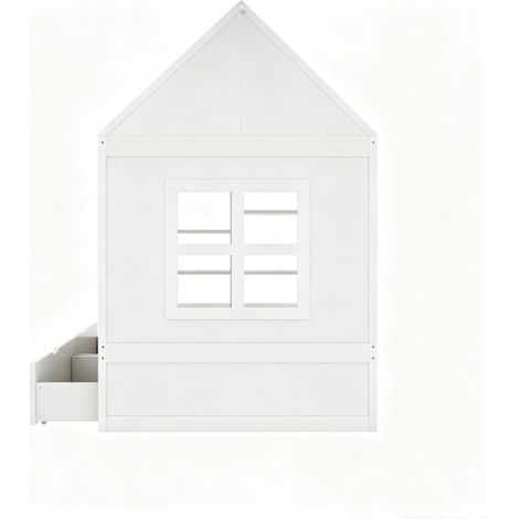 Letto per bambini 90 x 200 cm design casetta con 2 cassetti LED e vani bianco (1/5)