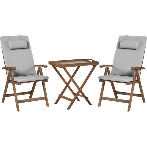 Bistro Set AMANTEA PREMIUM Akazienholz Grau meliert
