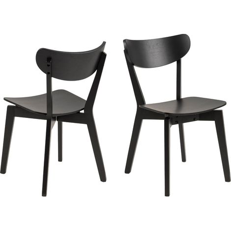 Hellin – Lot de 2 chaises scandinaves en bois massif – Coloris chêne naturel/noir – Hauteur d'assise 42,5 cm – Pour salle à manger moderne (1/5)