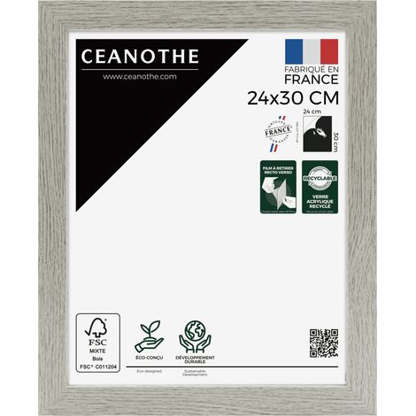 Cadre Photo Bois Grisé 24x30 cm et 30x24 cm – Convient au A4 - Cadre Bois Gris – Cadre Photo Australe en Bois Reconstitué FSC - Fabriqué en France - Verre acrylique Incassable (1/5)