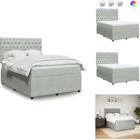 Sommier à lattes de lit et matelas Gris clair 160x200cm Velours - Sommier À Lattes De Lit - Sommiers À Lattes De Lit - Lit - Meuble De Chambre À Coucher (1/5)
