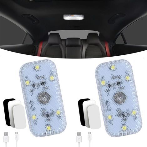 2-teiliges Auto-Innenbeleuchtungsset, einfarbige Touch-Schalter-Auto-Innenleuchte, kabellose LED-Auto-Innenleuchte mit USB-Anschluss für Auto, LKW, Transporter, Wohnmobil, Boot, Anhänger (1/5)