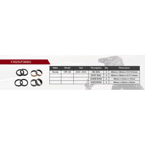 Kit de reparación de amortiguador delantero Showa 2024/07 para Honda CRF 250 '10-'14 (2 retenes de aceite, 2 guardapolvos, 4 rodamientos) (Kit de servicio) (Suspensión de 48 mm)