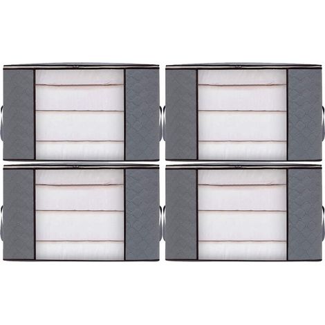4pcs Sacs de Rangement Vêtement Grand Boite Rangement Cartons Déménagement pliable Housse Couette pour Couverture Jouet Vêtement (1/5)