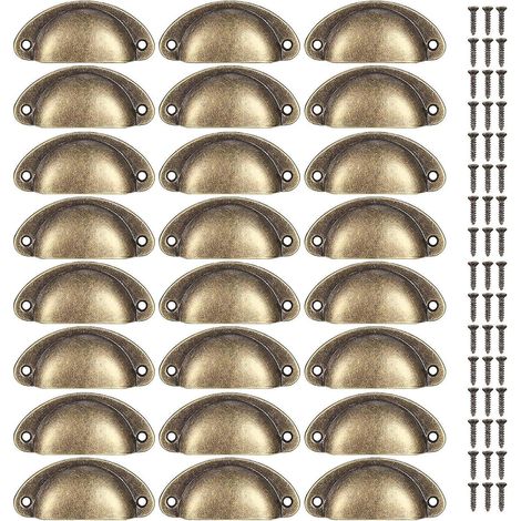 24 Pices Poignes De Coquille Vintage, Poignes De Tiroir Semi-circulaires, Poignes De Meubles, Boutons De Coquille Pour Armoire De Tiroir De Porte, (1/5)