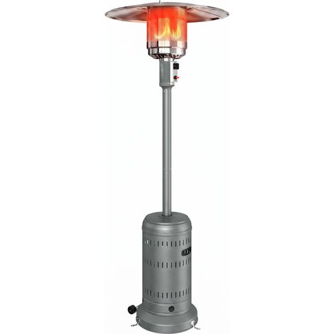 Chauffage extérieur terrasse - Outsunny - portable 13 kw, niveaux de chauffe réglables, roulettes - métal - 82x82x223cm - gris (1/5)