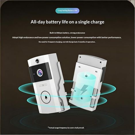 Sonnette extérieure sans fil universelle, interphone vidéo intelligent, caméra de sécurité domestique sans fil, contrôle par smartphone, détection de mouvement (1/4)