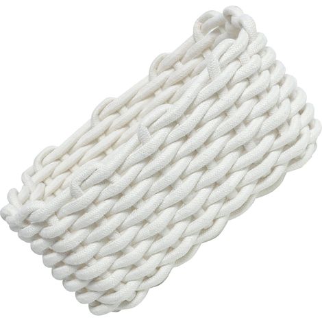 Panier de rangement en corde de coton tricoté à la main, style nordique, blanc, 30 x 22 x 14 cm / 11,8 x 8,7 x 5,5 pouces