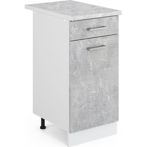 Mueble bajo de cocina R-Line, Hormigón, 40 cm , ET Mármol, Vicco