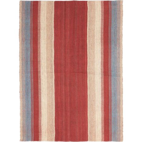 Authentique tapis d'Orient kilim fait main 133x182 rouge et gris (1/5)