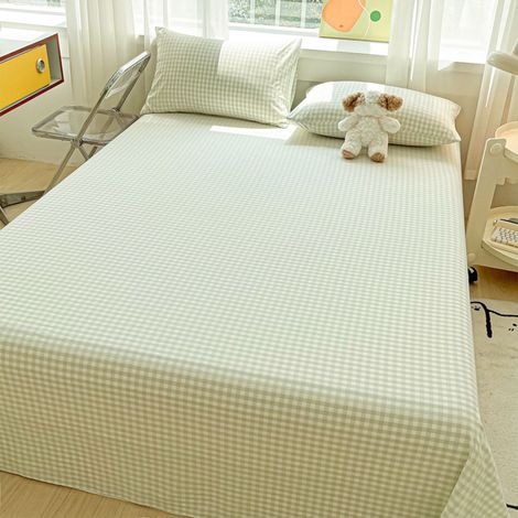 Draps En Flanelle Velours - 160 x 230 cm - Coton - Vert - Jeu De Draps 1 Pièce (1/5)