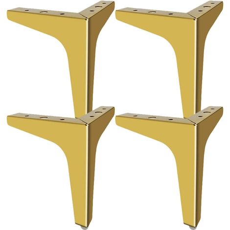 Lot de 4 Pieds de Meubles Charge Jusqu'à 800 KG, 10cm Pied de Table Modernes en Métal en Forme de Triangle,Pied Meuble Épingle pour Placard, Canapé, Or (1/5)